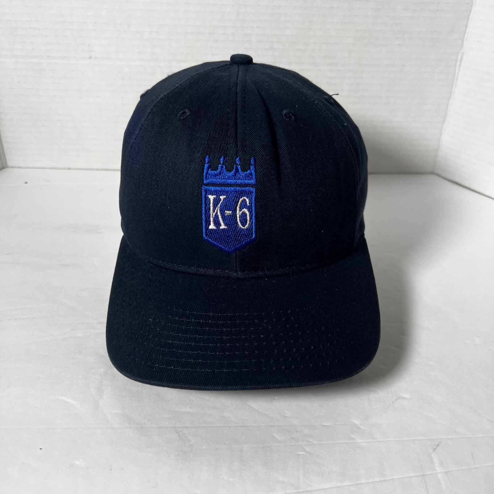 Vintage K6 Crown Shield Navy Blue Snapback Baseball Cap Hat Made In Usa